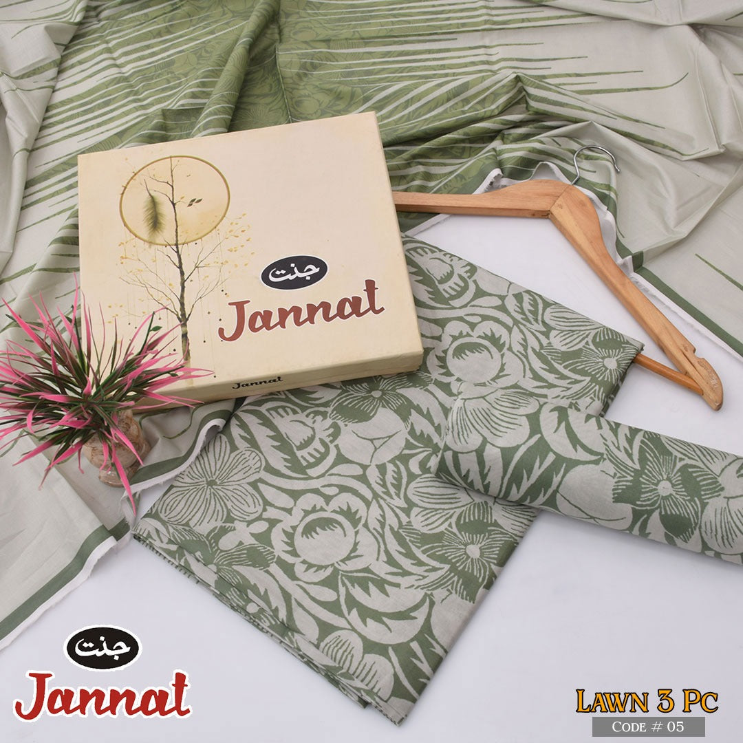3PC LAWN BY JANNAT