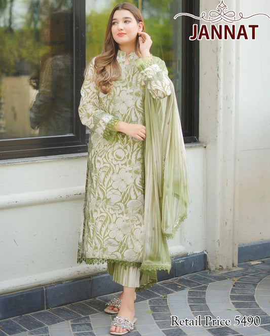 3PC LAWN BY JANNAT