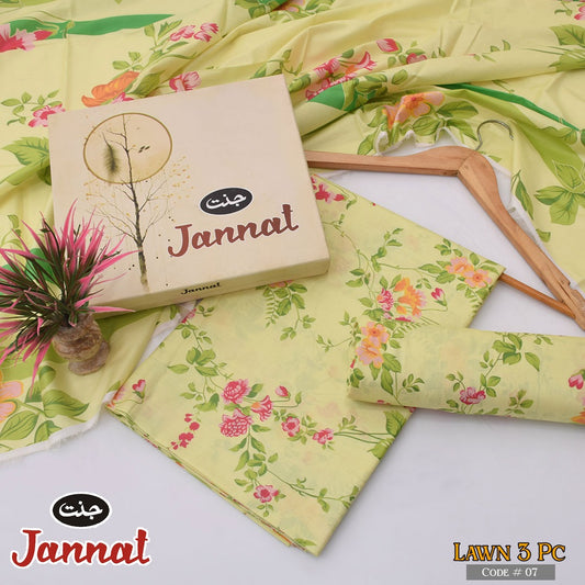 3PC LAWN BY JANNAT
