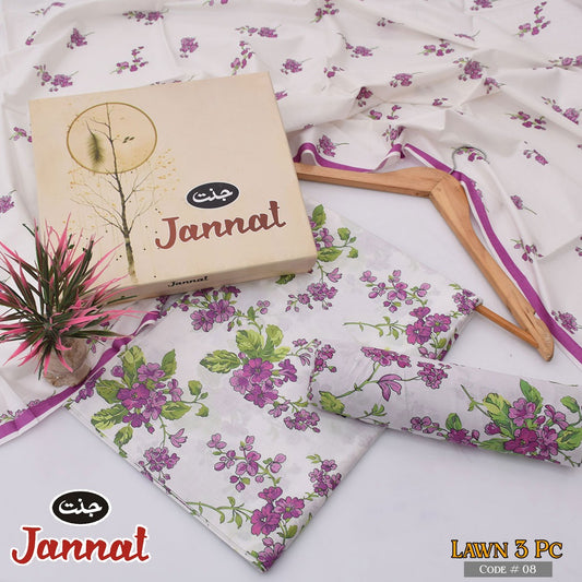 3PC LAWN BY JANNAT